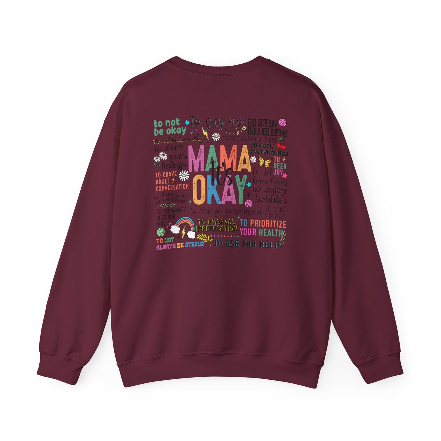 Mama Okay Inspirational Crewneck Sweatshirt, Cozy Gift for Moms, Self-Care Apparel, Mama Sweatshirt, Everyday Comfort mum present