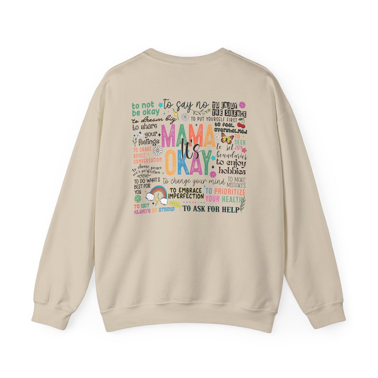 Mama Okay Inspirational Crewneck Sweatshirt, Cozy Gift for Moms, Self-Care Apparel, Mama Sweatshirt, Everyday Comfort mum present