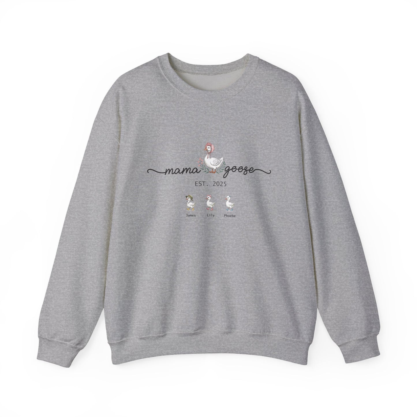 Personalised Mama Goose Sweatshirt – Custom Mum Family Goose Jumper with Kids’ Names