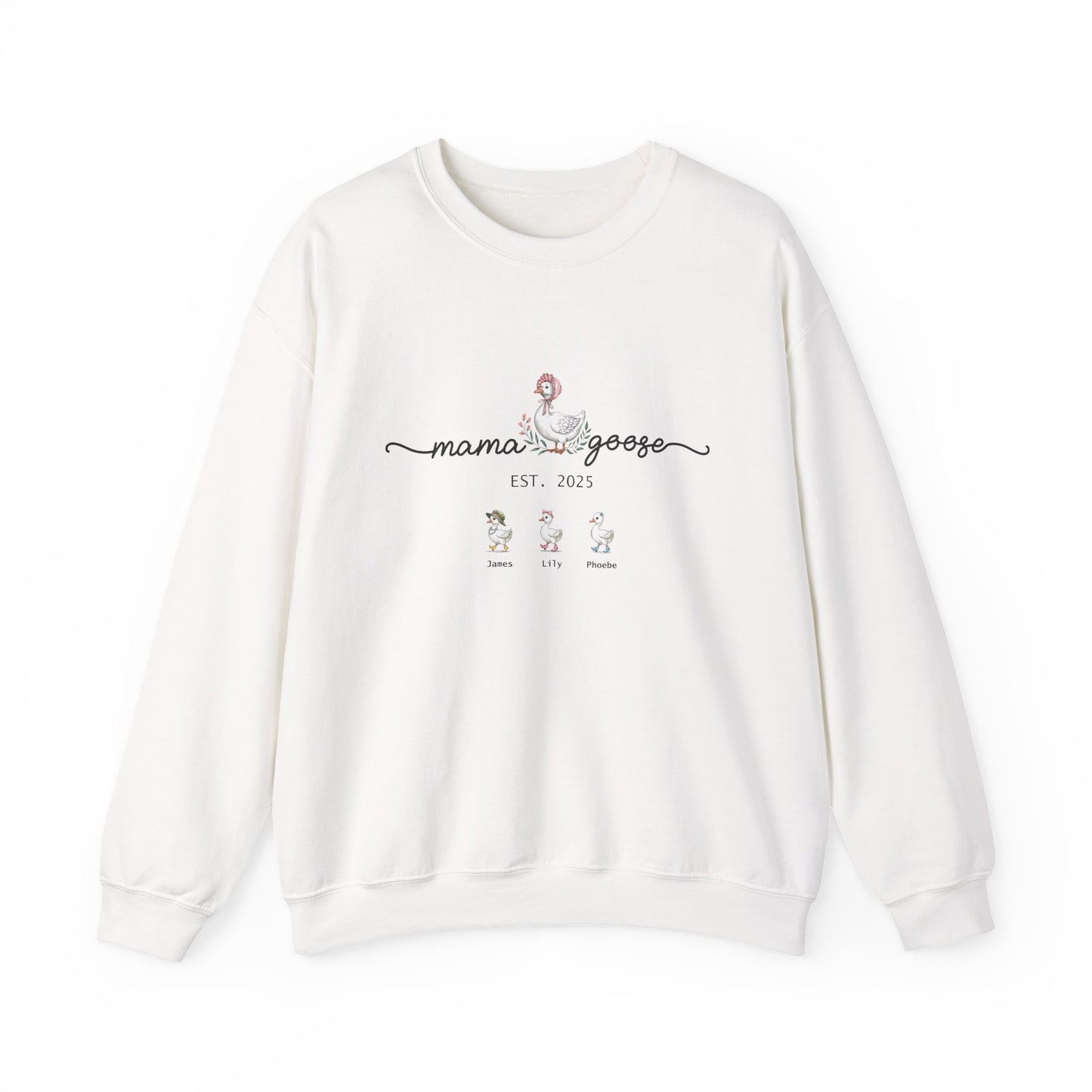Personalised Mama Goose Sweatshirt – Custom Mum Family Goose Jumper with Kids’ Names