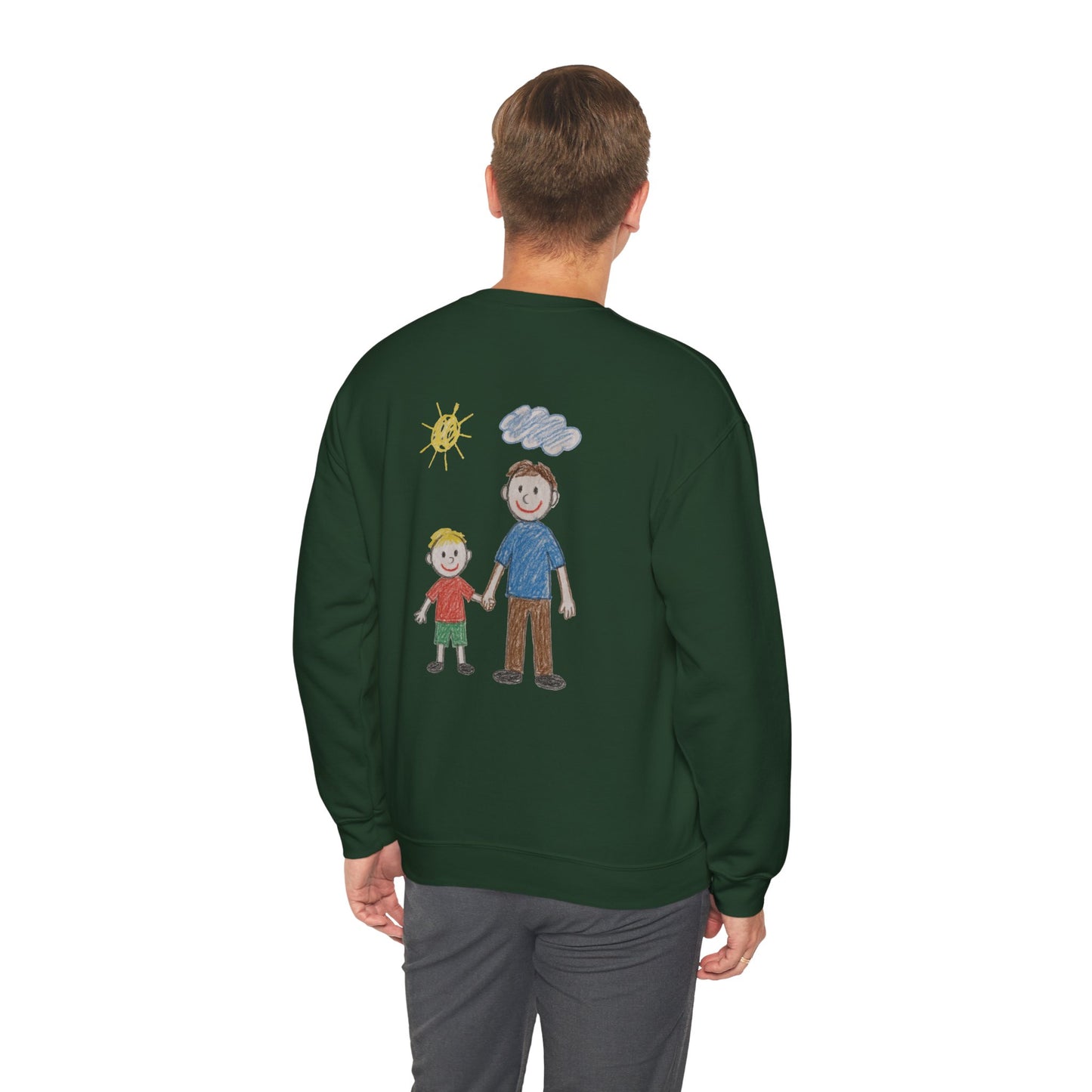 Mens Personalised Kids Drawing Sweatshirt – Custom Child’s Artwork Printed on Back
