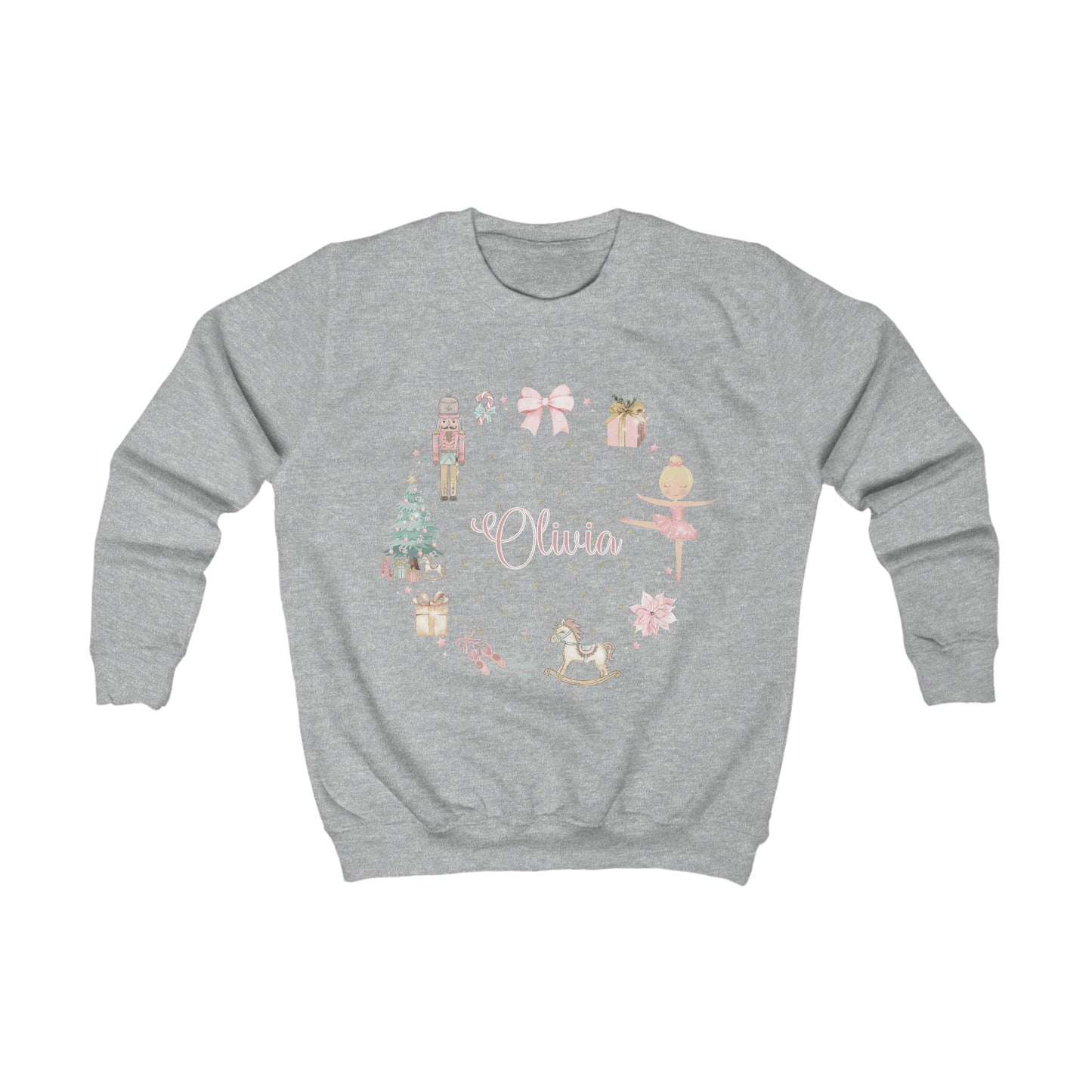 Personalised Children’s Christmas Sweatshirt – Nutcracker & Ballerina Design | Matching Mummy and Me Jumper | Custom Name Kids Christmas Sweater