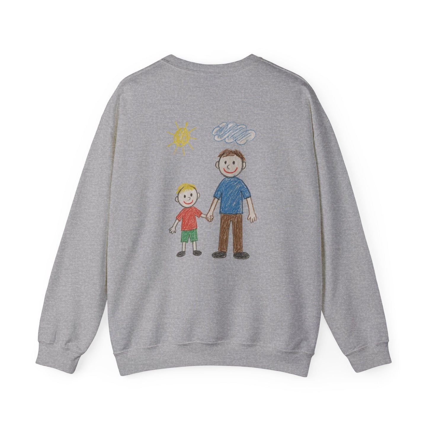 Mens Personalised Kids Drawing Sweatshirt – Custom Child’s Artwork Printed on Back