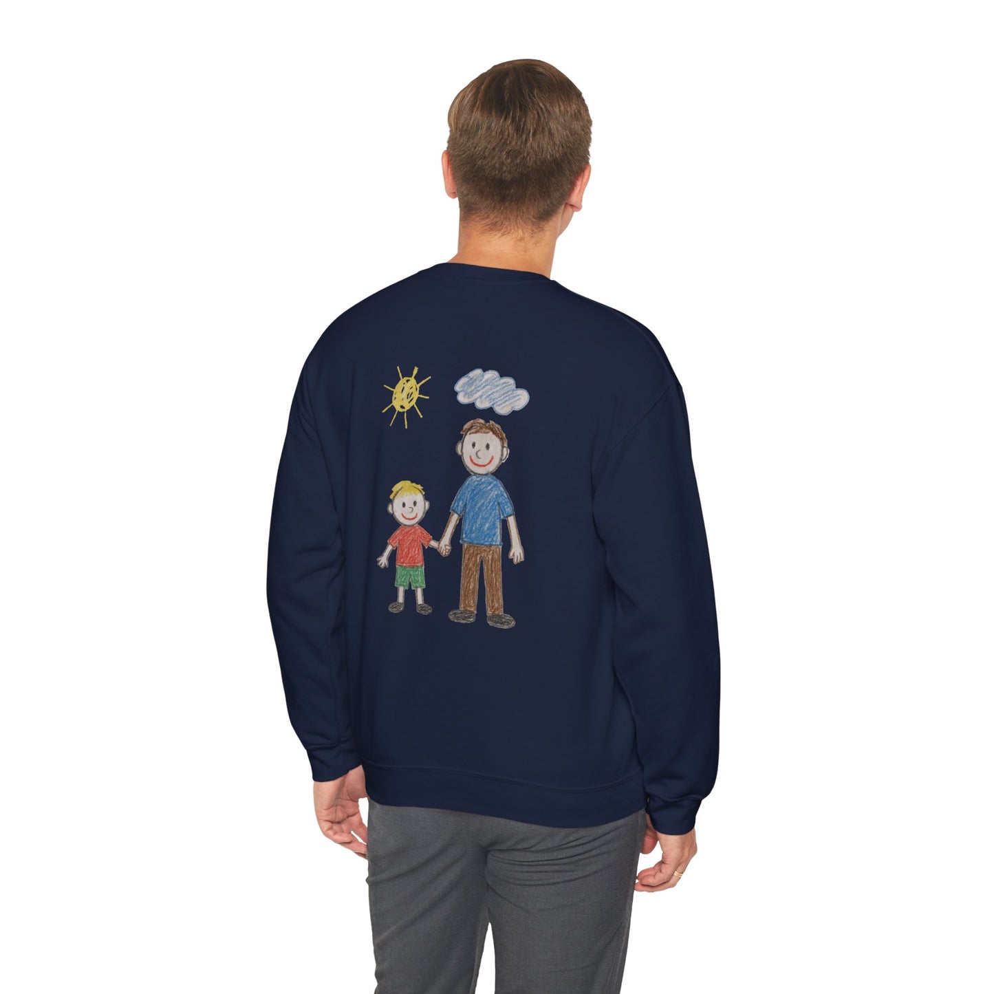 Mens Personalised Kids Drawing Sweatshirt – Custom Child’s Artwork Printed on Back