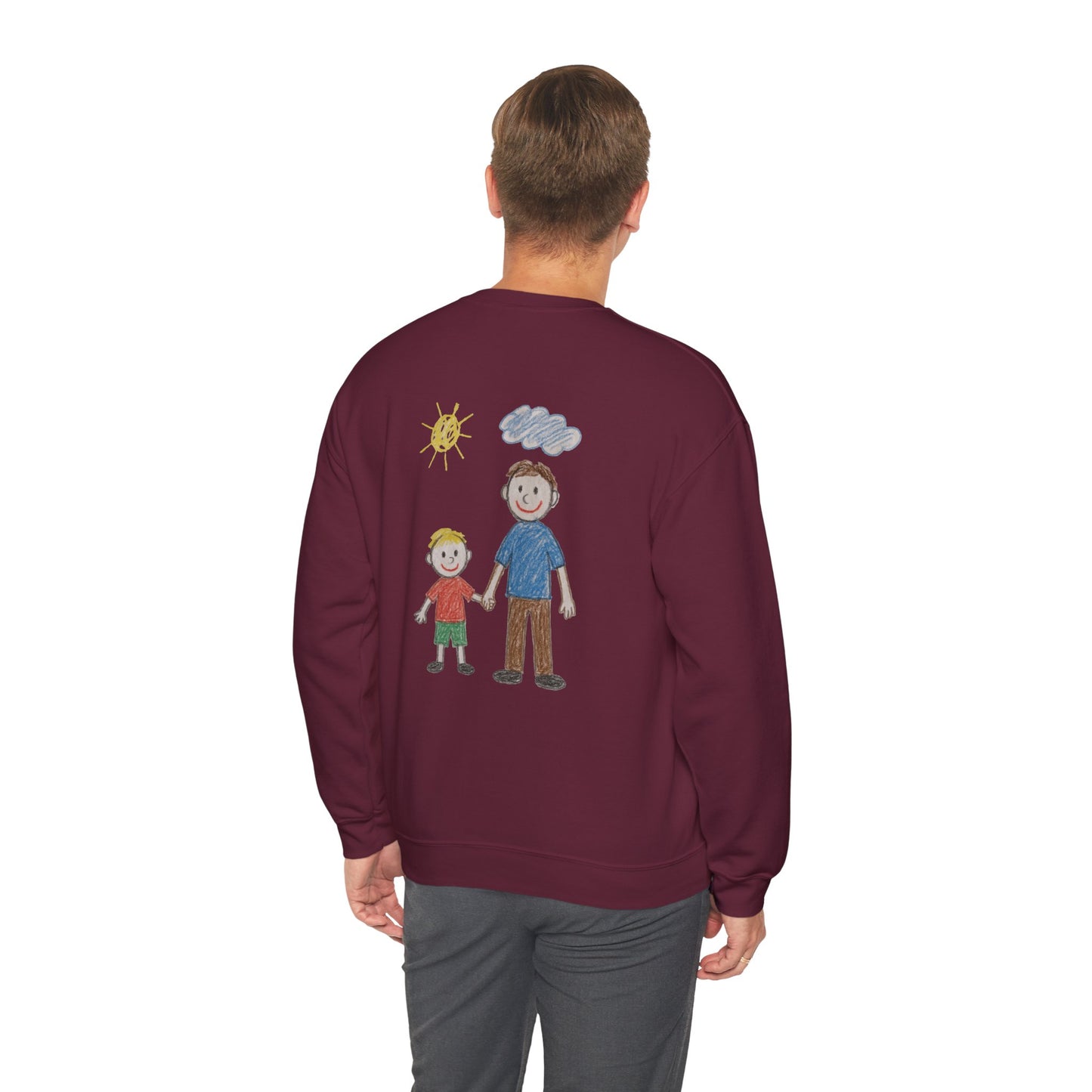 Mens Personalised Kids Drawing Sweatshirt – Custom Child’s Artwork Printed on Back