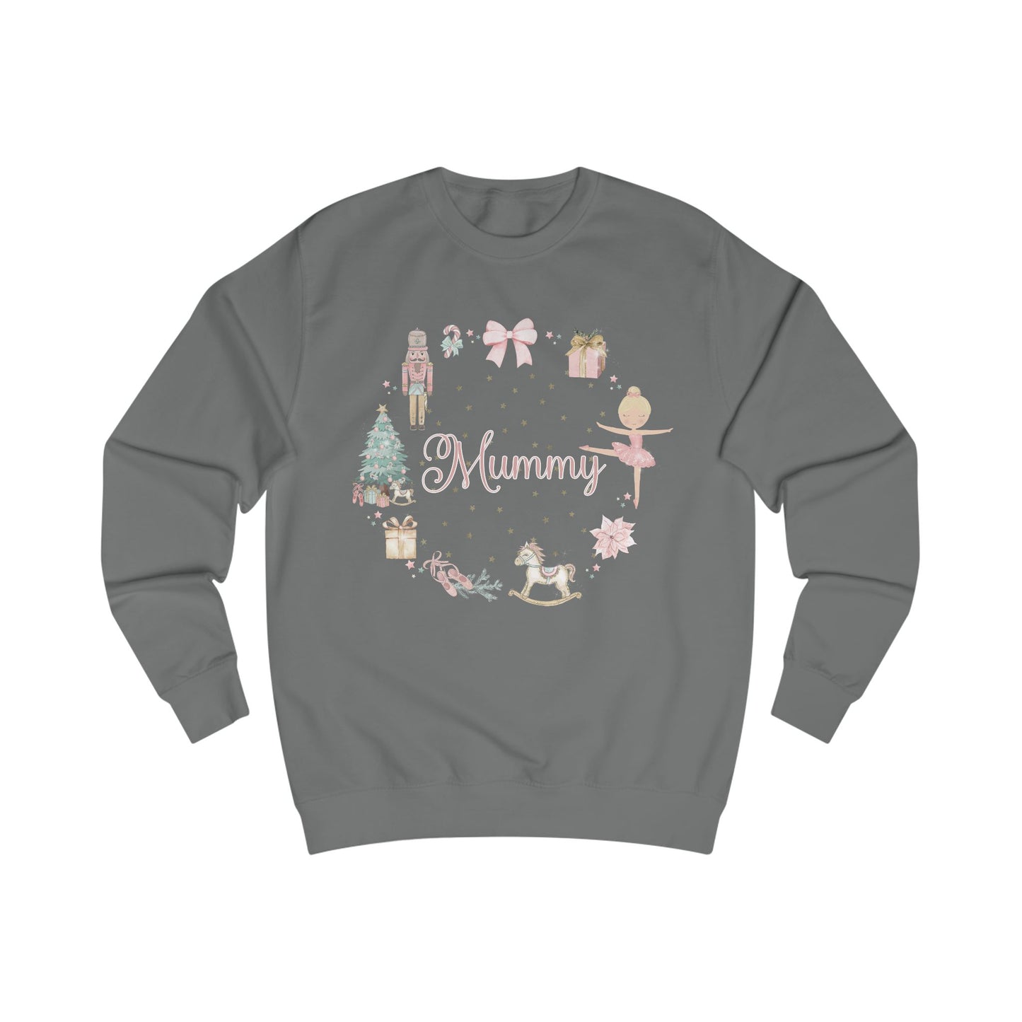 Personalised “Mummy” Christmas Sweatshirt – Nutcracker, Ballerina & Festive Design | Matching Family Christmas Jumper | Custom Name Sweater