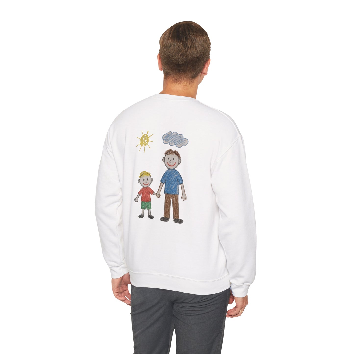Mens Personalised Kids Drawing Sweatshirt – Custom Child’s Artwork Printed on Back