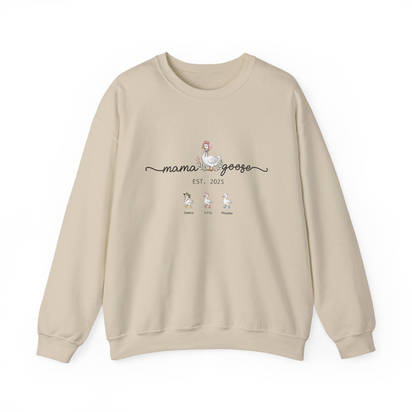 Personalised Mama Goose Sweatshirt – Custom Mum Family Goose Jumper with Kids’ Names