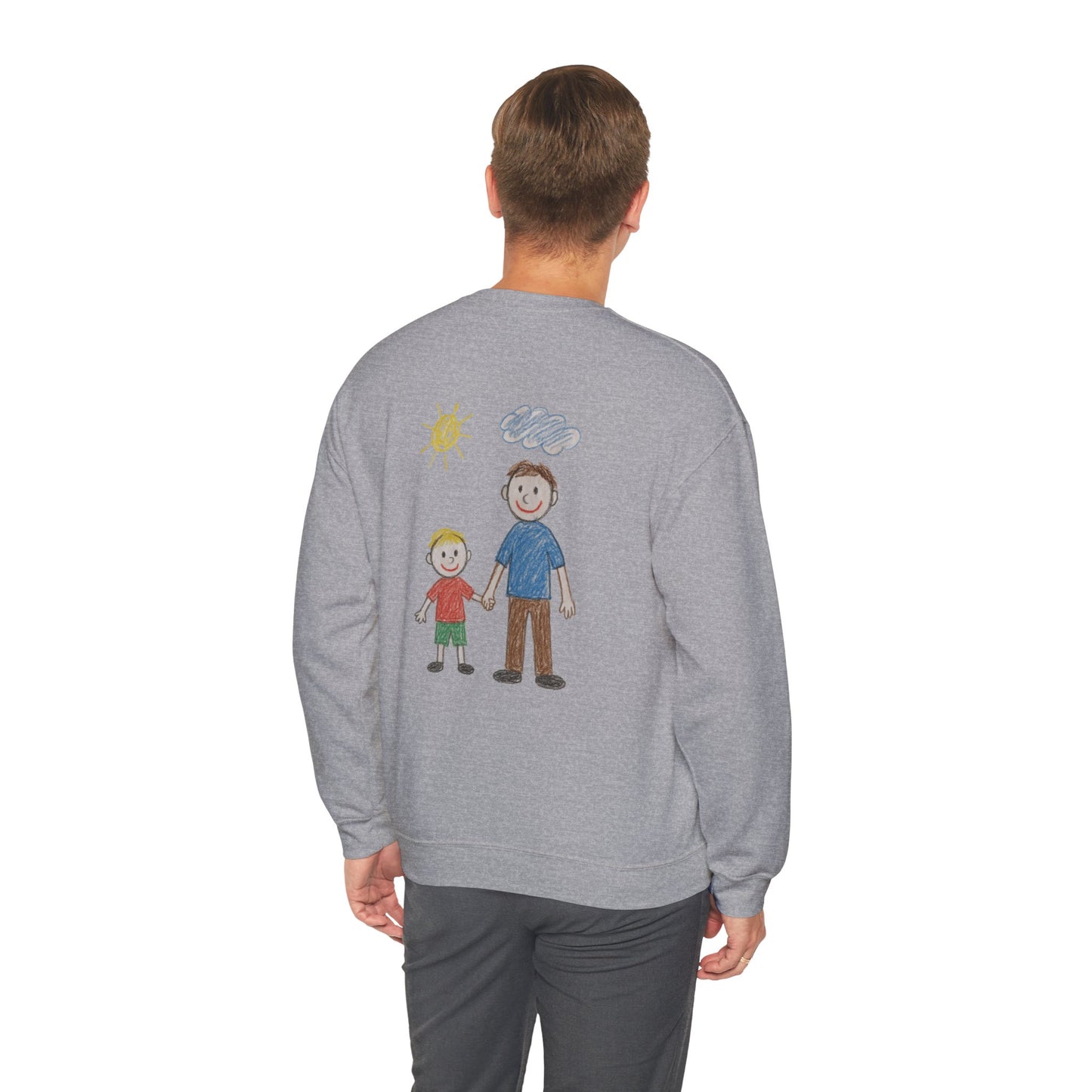 Mens Personalised Kids Drawing Sweatshirt – Custom Child’s Artwork Printed on Back