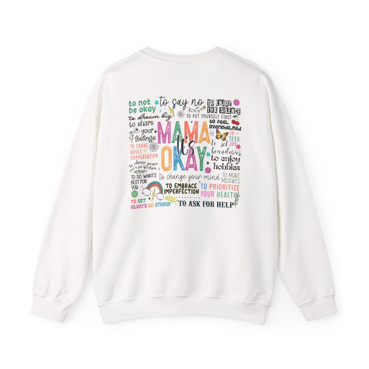 Mama Okay Inspirational Crewneck Sweatshirt, Cozy Gift for Moms, Self-Care Apparel, Mama Sweatshirt, Everyday Comfort mum present