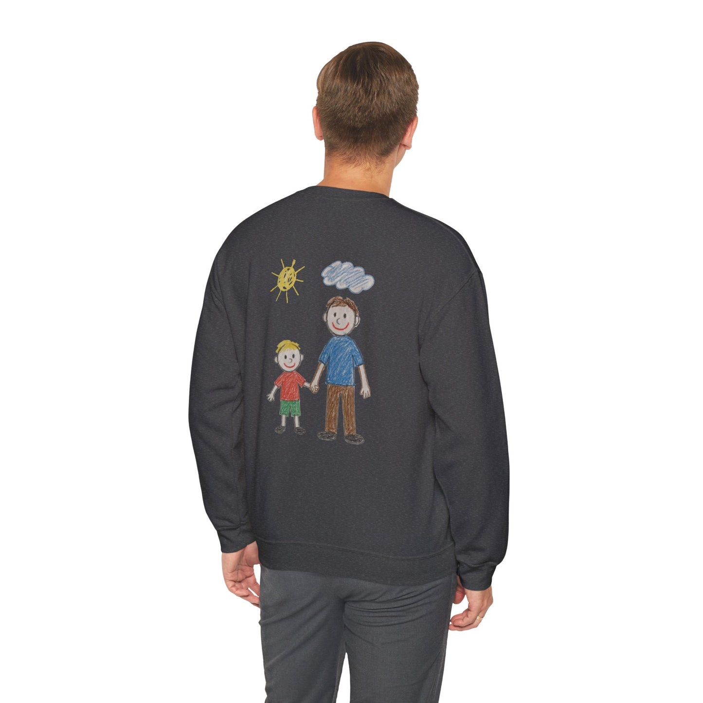 Mens Personalised Kids Drawing Sweatshirt – Custom Child’s Artwork Printed on Back