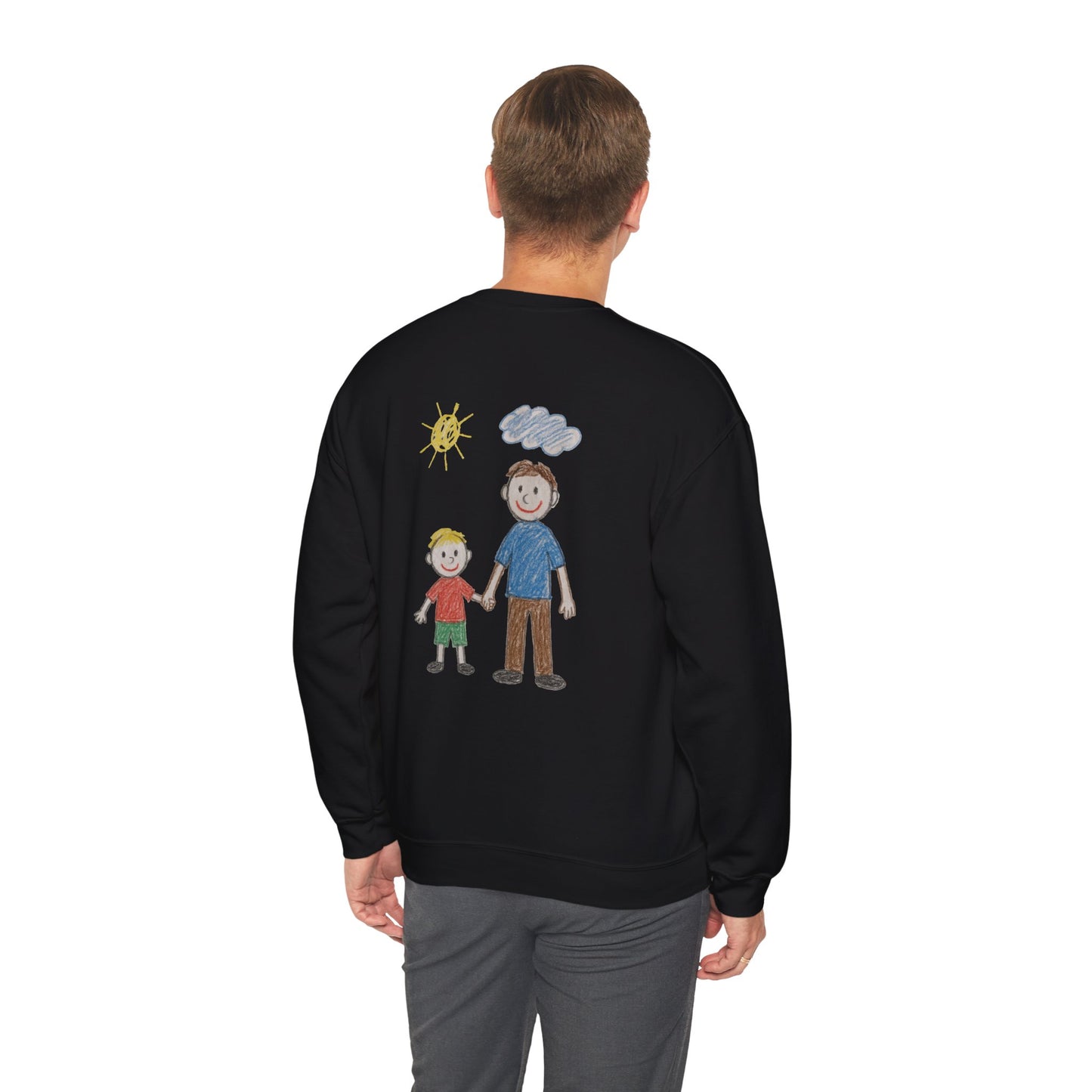 Mens Personalised Kids Drawing Sweatshirt – Custom Child’s Artwork Printed on Back