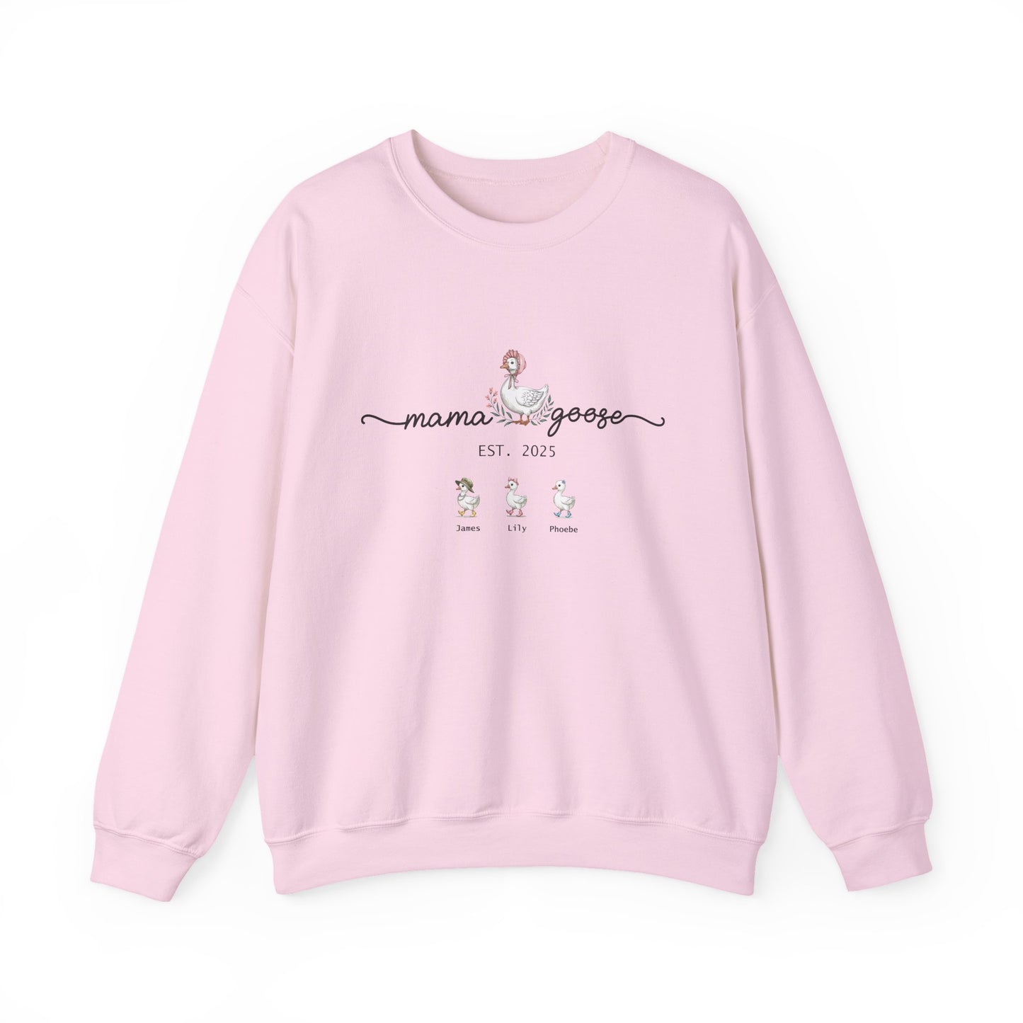 Personalised Mama Goose Sweatshirt – Custom Mum Family Goose Jumper with Kids’ Names