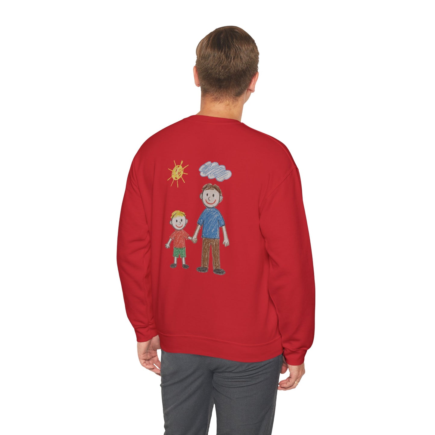 Mens Personalised Kids Drawing Sweatshirt – Custom Child’s Artwork Printed on Back