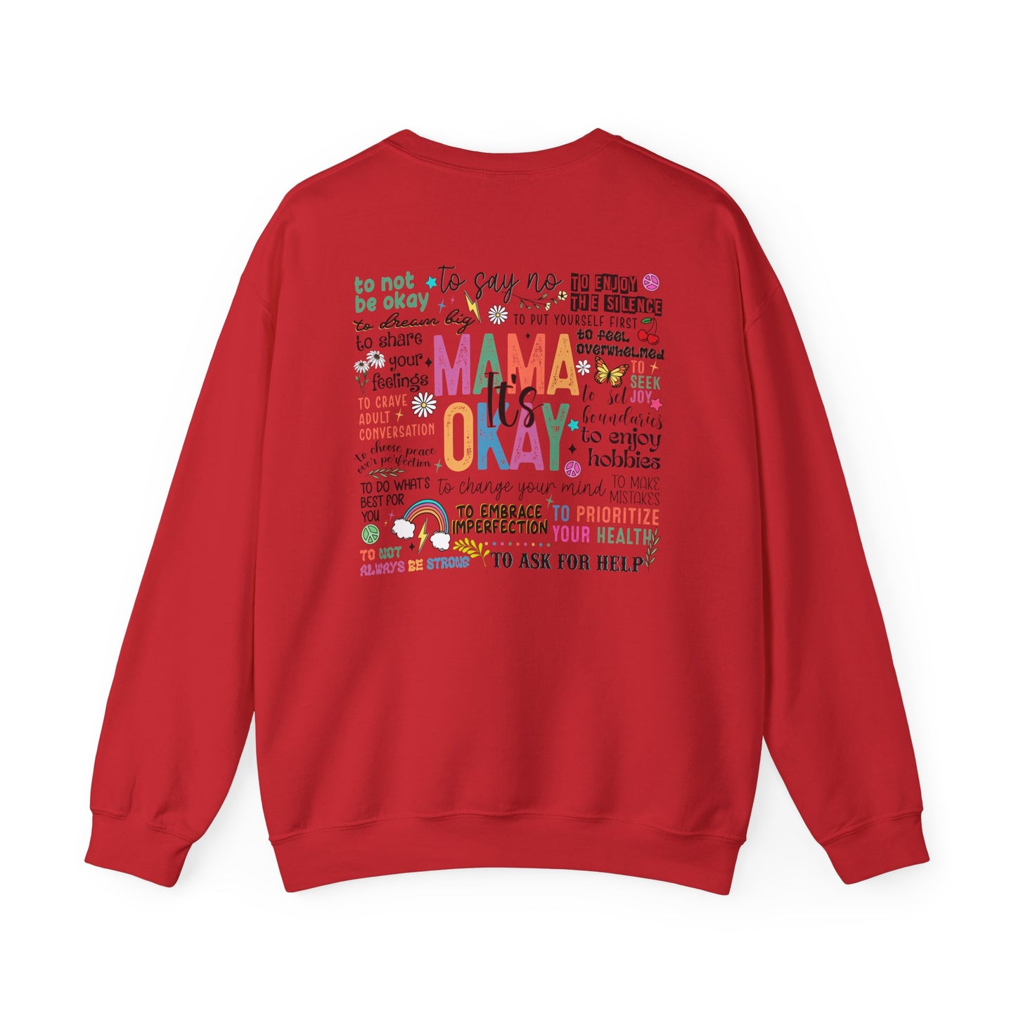 Mama Okay Inspirational Crewneck Sweatshirt, Cozy Gift for Moms, Self-Care Apparel, Mama Sweatshirt, Everyday Comfort mum present