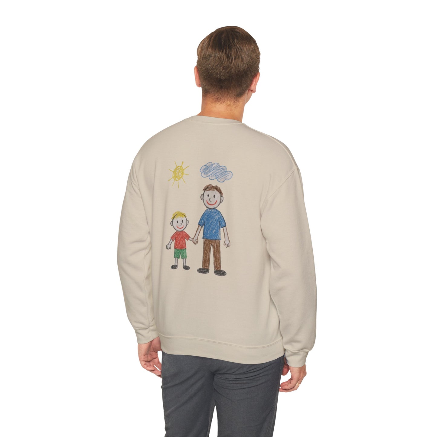Mens Personalised Kids Drawing Sweatshirt – Custom Child’s Artwork Printed on Back