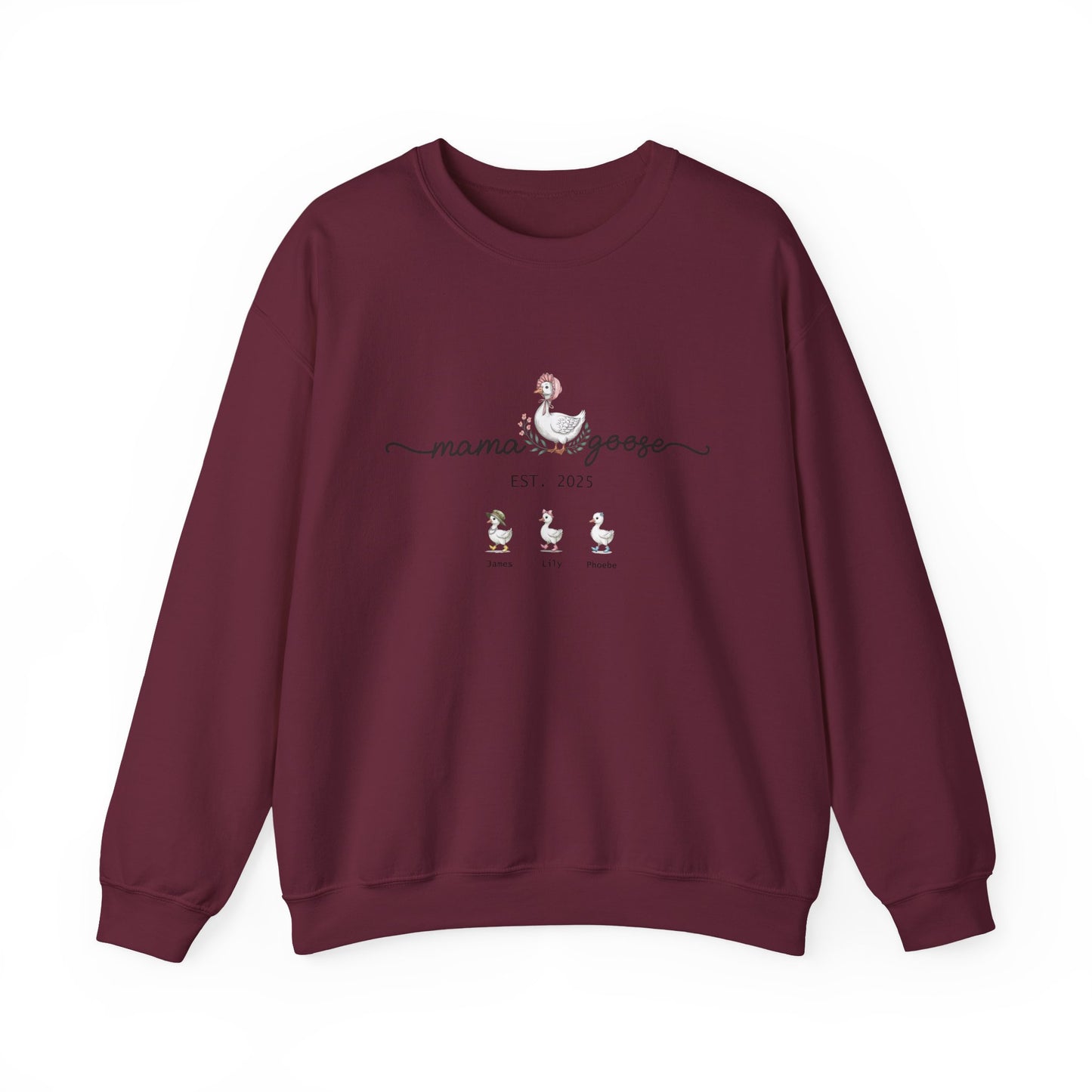 Personalised Mama Goose Sweatshirt – Custom Mum Family Goose Jumper with Kids’ Names