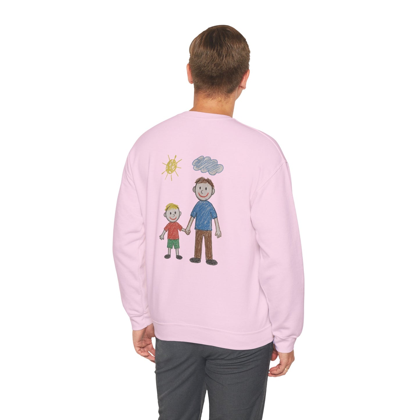 Mens Personalised Kids Drawing Sweatshirt – Custom Child’s Artwork Printed on Back
