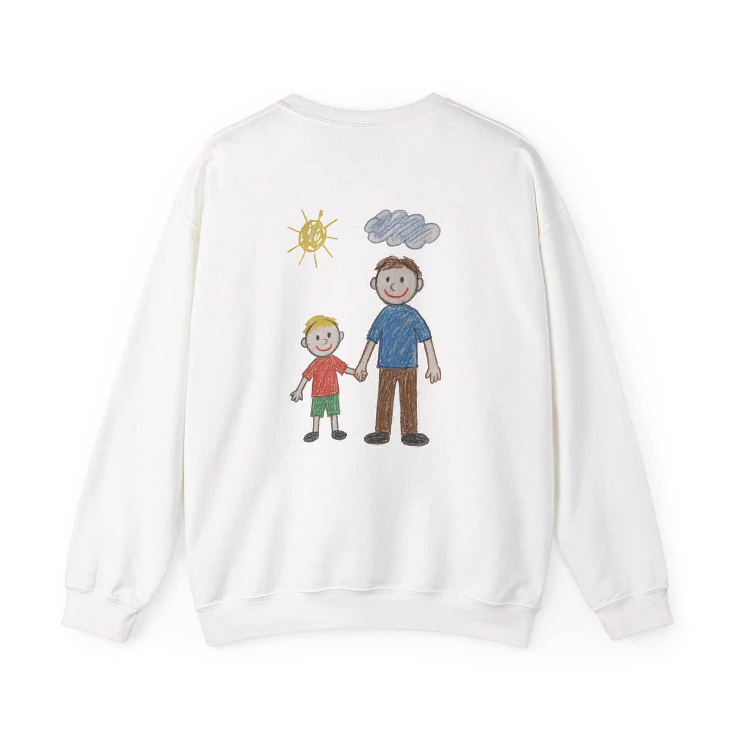 Mens Personalised Kids Drawing Sweatshirt – Custom Child’s Artwork Printed on Back