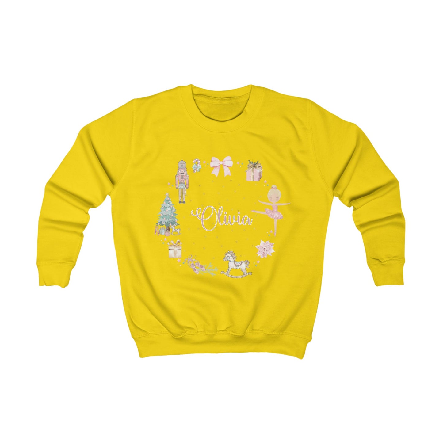 Personalised Children’s Christmas Sweatshirt – Nutcracker & Ballerina Design | Matching Mummy and Me Jumper | Custom Name Kids Christmas Sweater