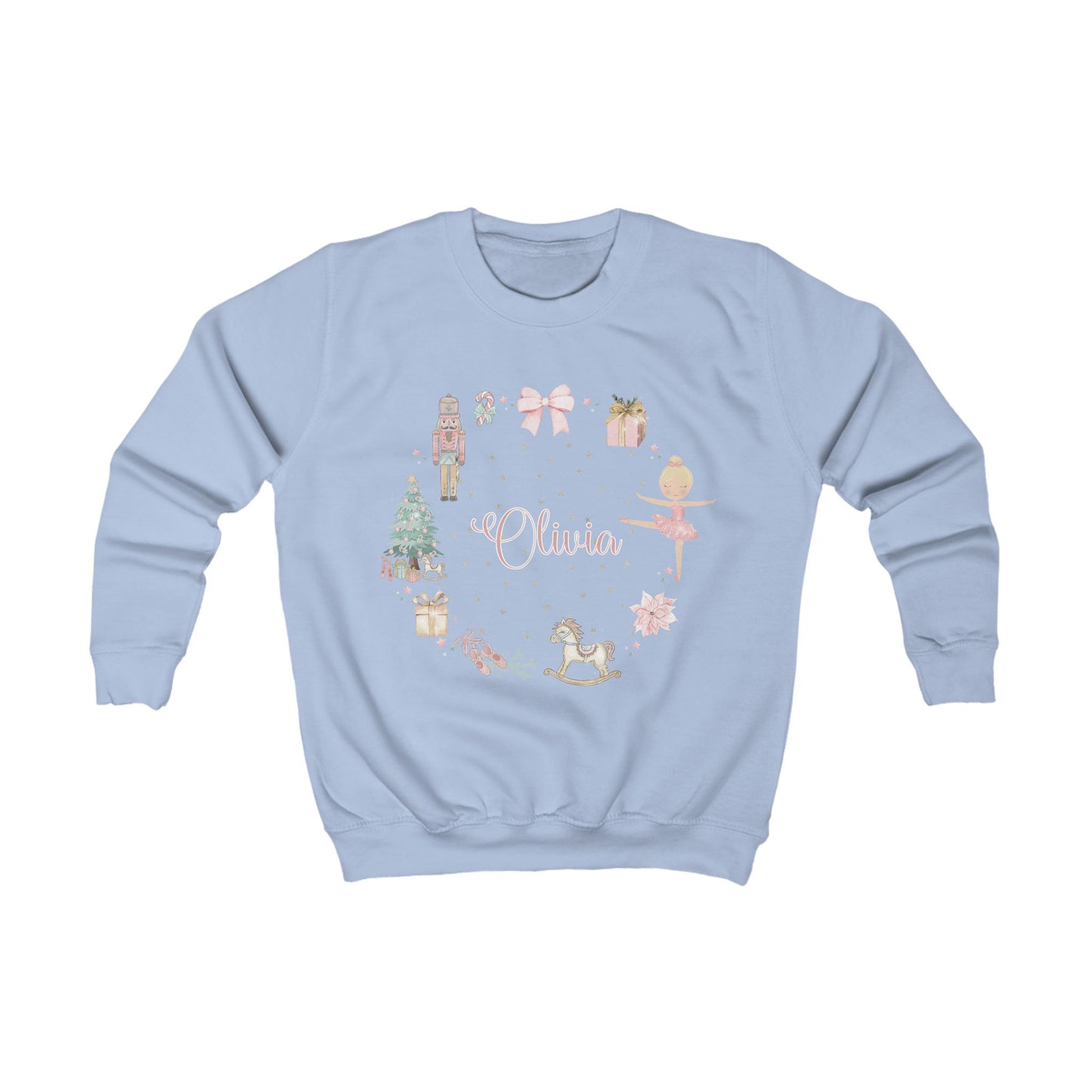Personalised Children’s Christmas Sweatshirt – Nutcracker & Ballerina Design | Matching Mummy and Me Jumper | Custom Name Kids Christmas Sweater