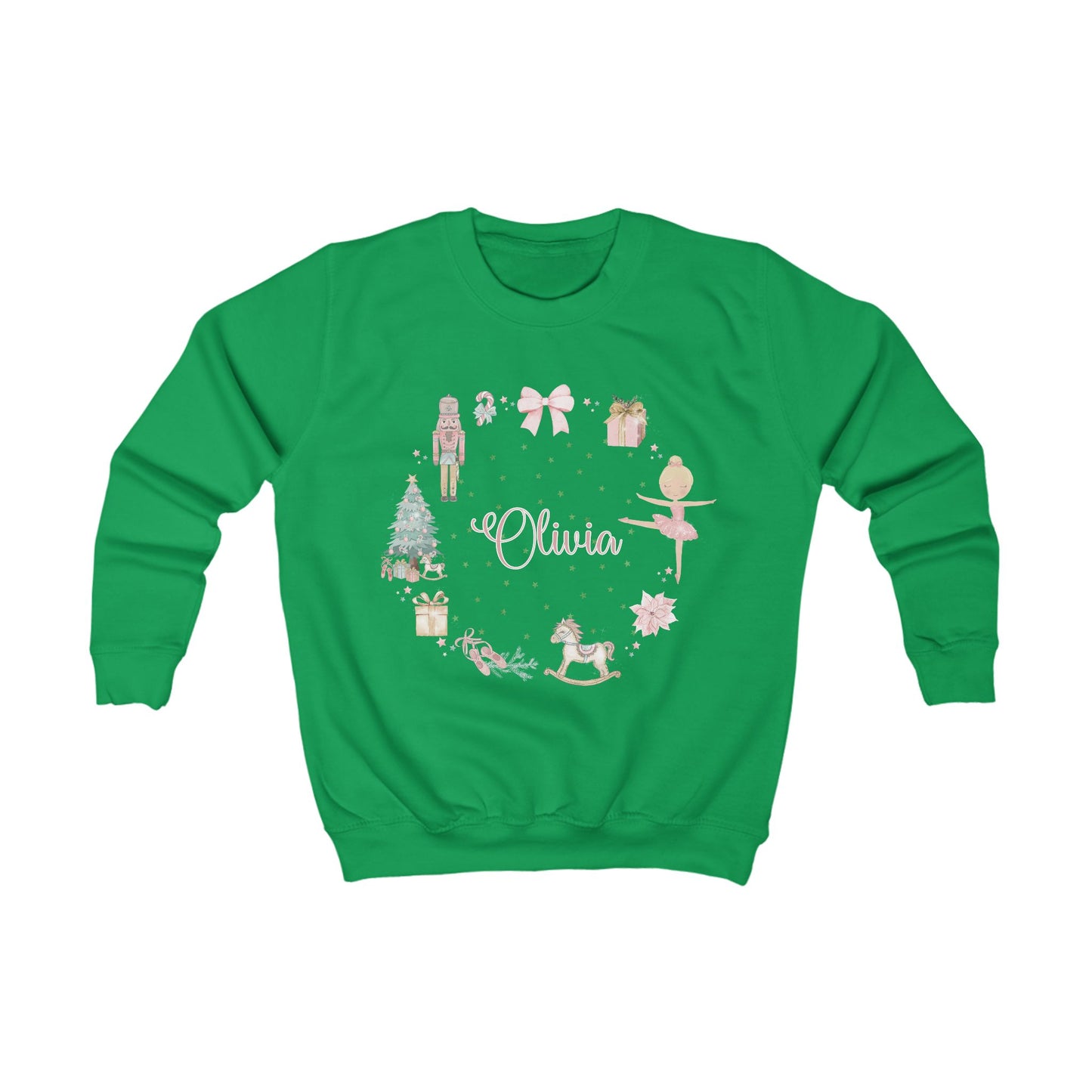Personalised Children’s Christmas Sweatshirt – Nutcracker & Ballerina Design | Matching Mummy and Me Jumper | Custom Name Kids Christmas Sweater