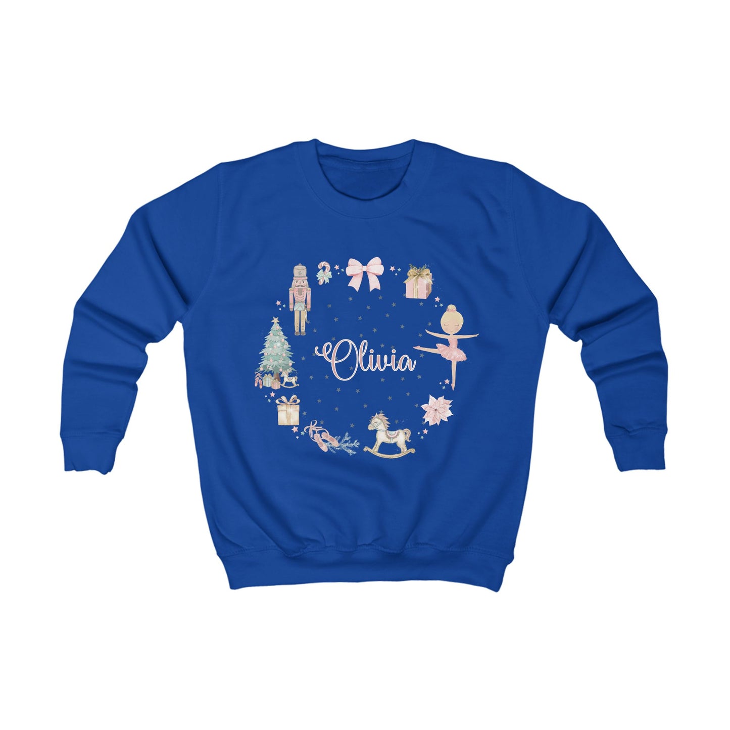 Personalised Children’s Christmas Sweatshirt – Nutcracker & Ballerina Design | Matching Mummy and Me Jumper | Custom Name Kids Christmas Sweater