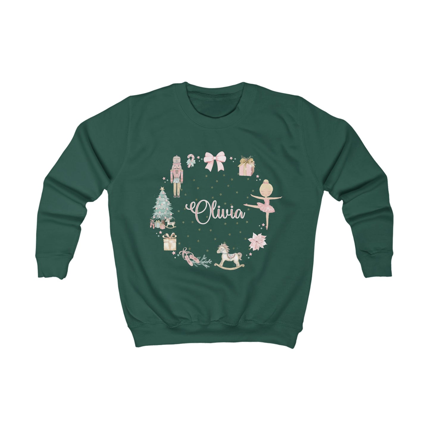 Personalised Children’s Christmas Sweatshirt – Nutcracker & Ballerina Design | Matching Mummy and Me Jumper | Custom Name Kids Christmas Sweater