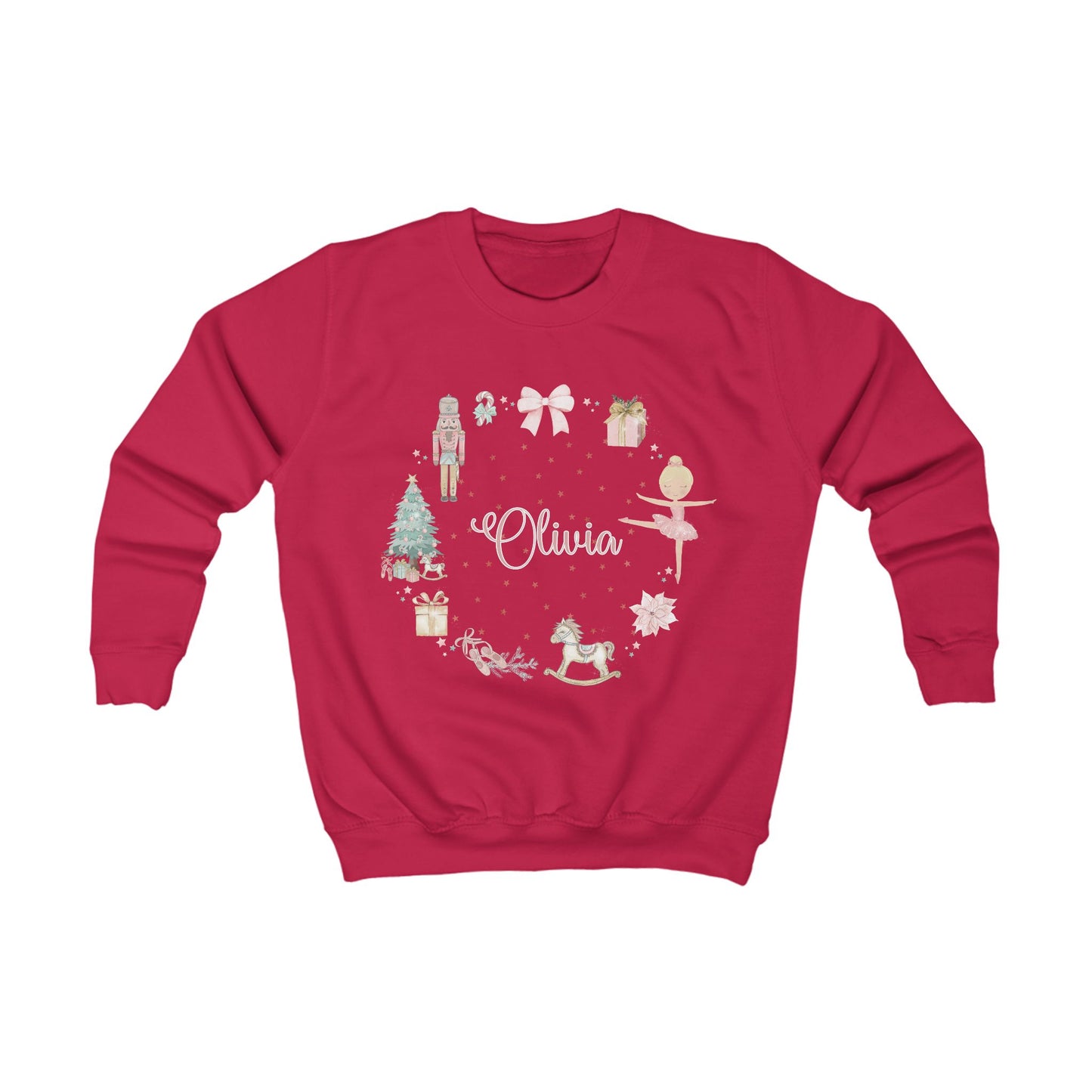 Personalised Children’s Christmas Sweatshirt – Nutcracker & Ballerina Design | Matching Mummy and Me Jumper | Custom Name Kids Christmas Sweater