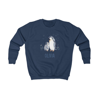 Matching Family Penguin Sweatshirts – Personalised Name Jumpers for Mum & Child | Custom Winter Christmas Sweater Set