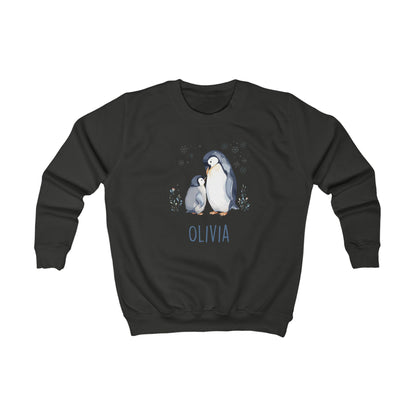 Matching Family Penguin Sweatshirts – Personalised Name Jumpers for Mum & Child | Custom Winter Christmas Sweater Set