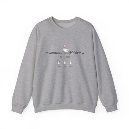 Personalised Mama Goose Sweatshirt – Custom Mum Family Goose Jumper with Kids’ Names