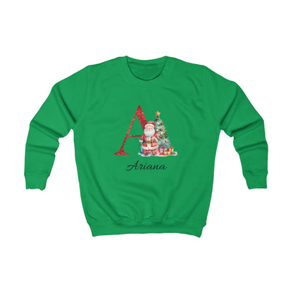 Kids Personalised Christmas Initial Sweatshirt – Custom Name Santa Jumper (Multiple Colours)