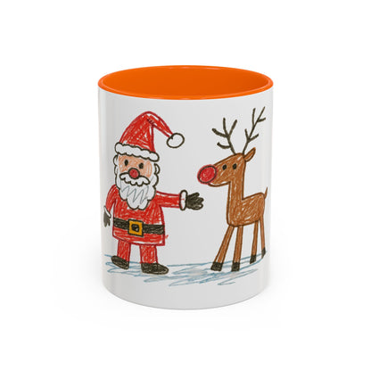 Personalised Kids’ Drawing Mug – Custom Artwork Ceramic Mug with Colour Handle & Interior (11oz, Dishwasher & Microwave Safe)