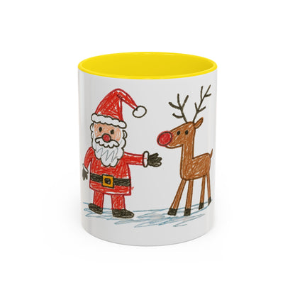 Personalised Kids’ Drawing Mug – Custom Artwork Ceramic Mug with Colour Handle & Interior (11oz, Dishwasher & Microwave Safe)