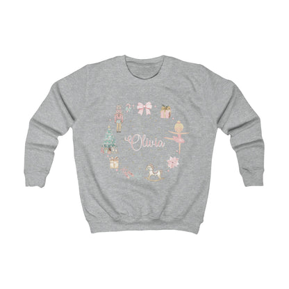 Personalised Children’s Christmas Sweatshirt – Nutcracker & Ballerina Design | Matching Mummy and Me Jumper | Custom Name Kids Christmas Sweater