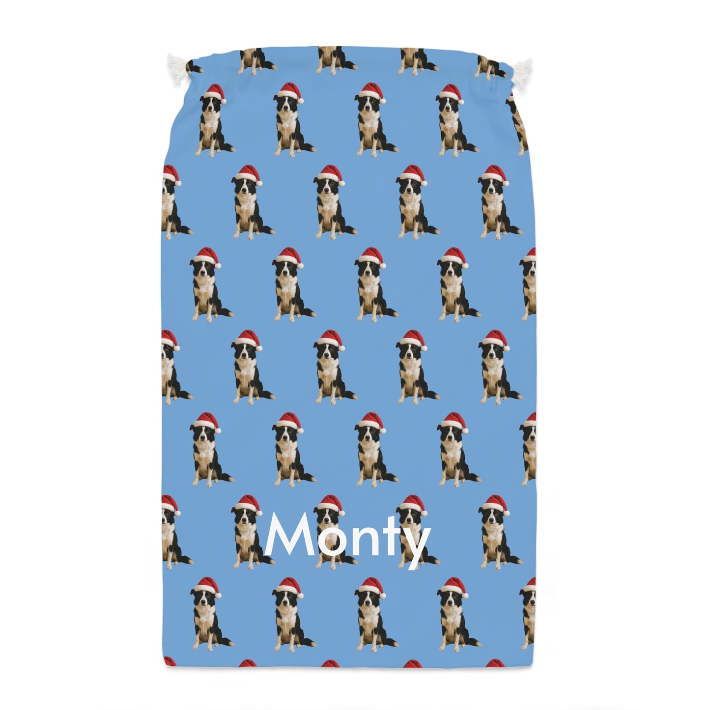 Personalised Pet Repeating Pattern Santa Sack – Custom Pet Photo & Name Christmas Gift Bag (55 x 85 cm)