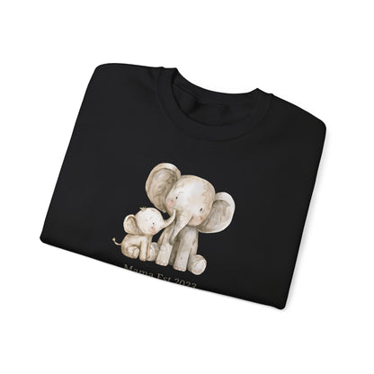 Personalised Mama Est. Year Sweatshirt – Elephant Mama & Baby Design
