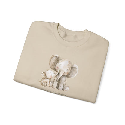 Personalised Mama Est. Year Sweatshirt – Elephant Mama & Baby Design
