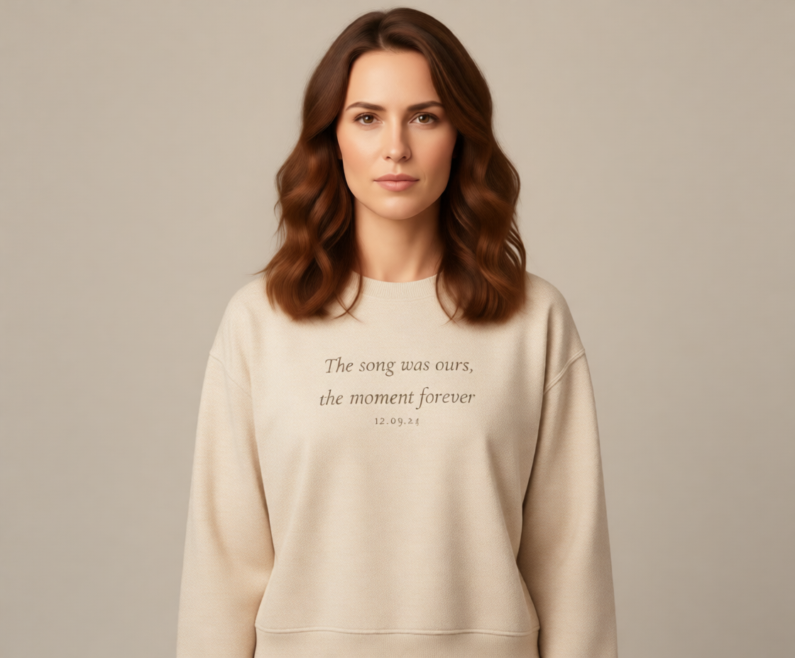 Personalised Wedding Sweatshirt – First Dance Lyric & Date Keepsake
