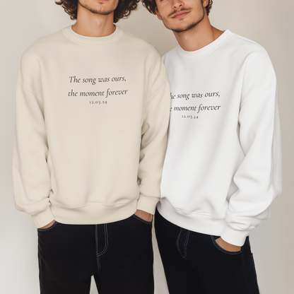 Personalised Wedding Sweatshirt – First Dance Lyric & Date Keepsake