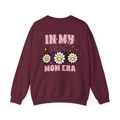 In My Tired Mom Era Sweatshirt - Funny Mom Life Sweater, Cute Retro Flower Jumper, Birthday or Christmas Gift for Moms