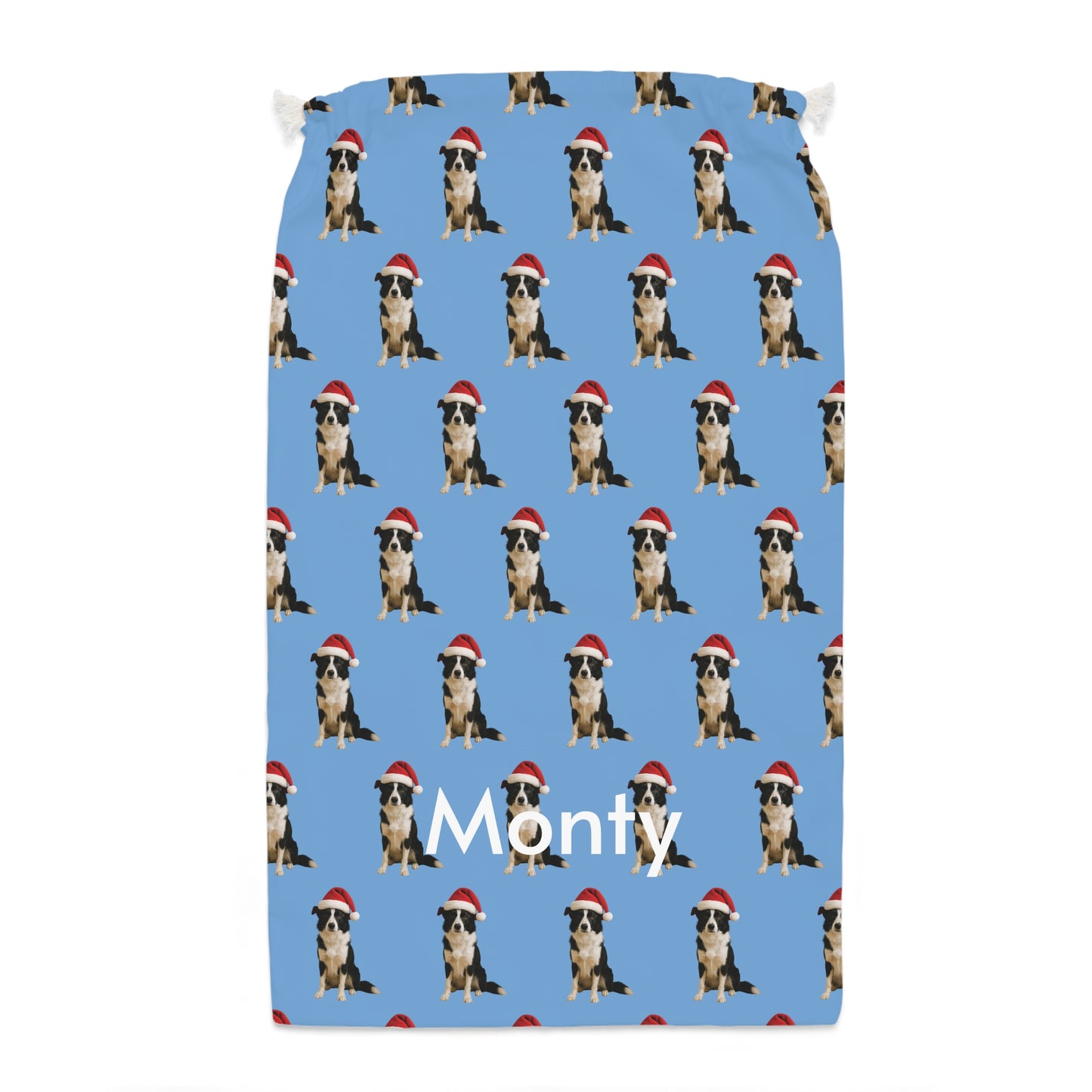 Personalised Pet Repeating Pattern Santa Sack – Custom Pet Photo & Name Christmas Gift Bag (55 x 85 cm)