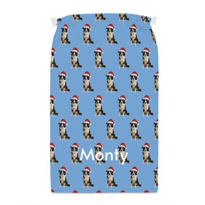 Personalised Pet Repeating Pattern Santa Sack – Custom Pet Photo & Name Christmas Gift Bag (55 x 85 cm)