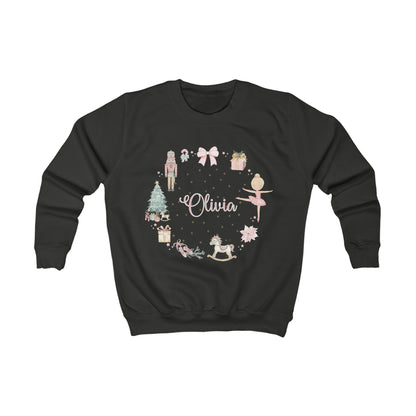 Personalised Children’s Christmas Sweatshirt – Nutcracker & Ballerina Design | Matching Mummy and Me Jumper | Custom Name Kids Christmas Sweater