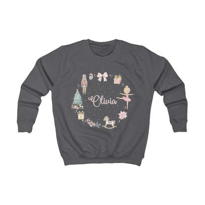 Personalised Children’s Christmas Sweatshirt – Nutcracker & Ballerina Design | Matching Mummy and Me Jumper | Custom Name Kids Christmas Sweater