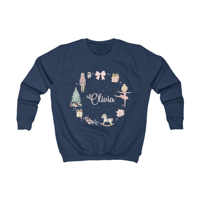 Personalised Children’s Christmas Sweatshirt – Nutcracker & Ballerina Design | Matching Mummy and Me Jumper | Custom Name Kids Christmas Sweater