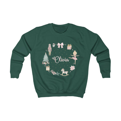 Personalised Children’s Christmas Sweatshirt – Nutcracker & Ballerina Design | Matching Mummy and Me Jumper | Custom Name Kids Christmas Sweater