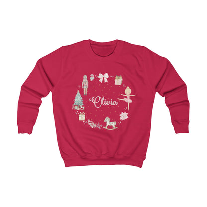 Personalised Children’s Christmas Sweatshirt – Nutcracker & Ballerina Design | Matching Mummy and Me Jumper | Custom Name Kids Christmas Sweater