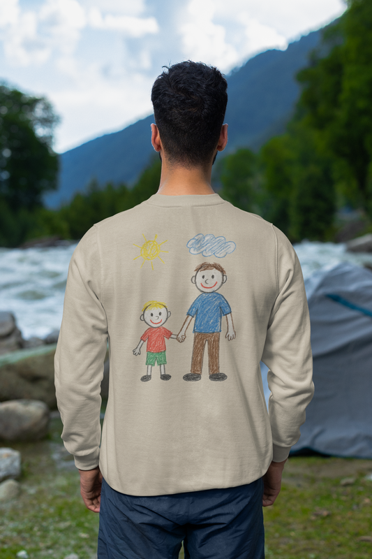 Mens Personalised Kids Drawing Sweatshirt – Custom Child’s Artwork Printed on Back